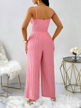 1pc Women Casual Sexy Textured Fabric Sleeveless Jumpsuit